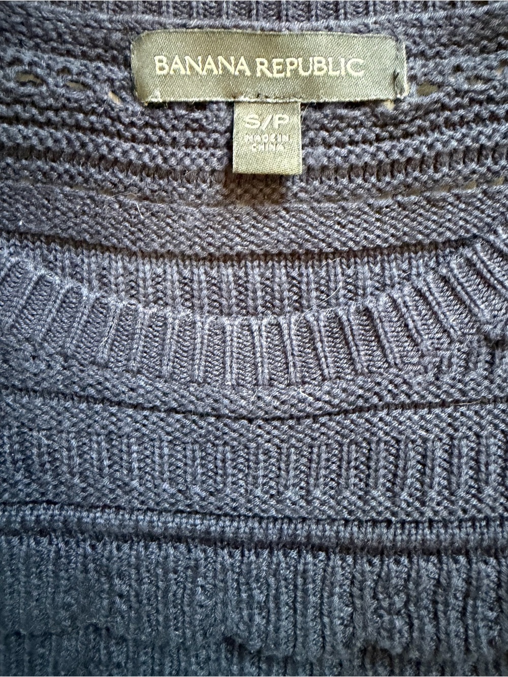 Banana Republic Navy Textured Crewneck Sweater